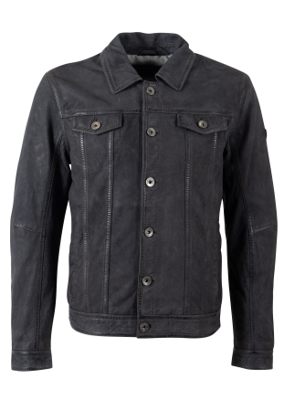 jachete piele - Jacheta piele intoarsa sport barbati MAURITIUS EDDO bleumarin