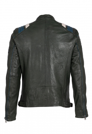 Jacheta piele MMFurious 1201-0676 verde inchis 3XL [1]