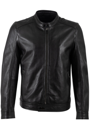 jachete piele - Jacheta piele biker barbati Slim MAURITIUS TYRON negru