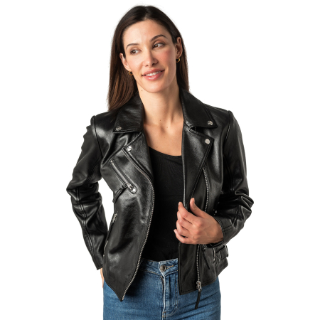 Jacheta piele biker femei MAURITIUS Pasja negru [2]