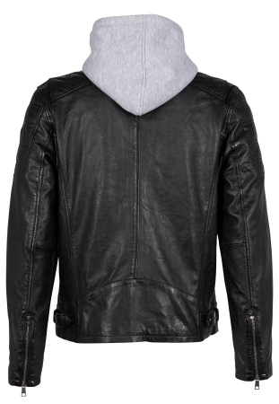 Jacheta biker piele gluga barbati MAURITIUS RYLO negru [1]