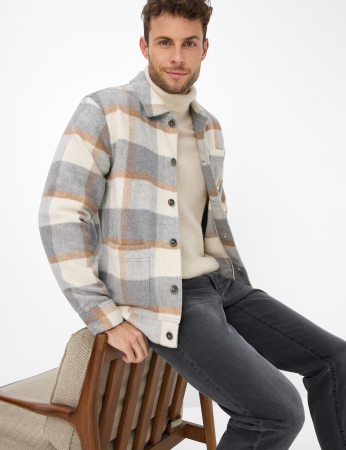 Jacheta overshirt flanel barbati BRAX SANTIAGO  crem carouri [1]