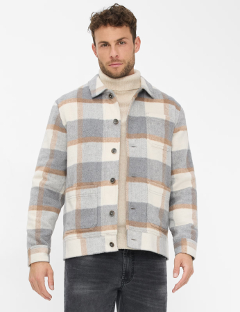 Jacheta overshirt flanel barbati BRAX SANTIAGO  crem carouri [2]