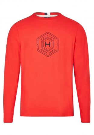 tricouri maneca lunga - Bluza jerseu O-neck barbati DANIEL HECHTER rosu print hexagon