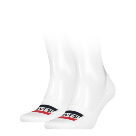 sosete - Sosete foarte scurte unisex LEVI'S SPRTWR Logo alb - set 2 perechi