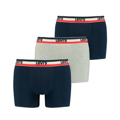 pijamale lenjerie de corp - Boxeri lungi barbati LEVI'S SPRTSWR LOGO bleumarin / gri - set 3 buc
