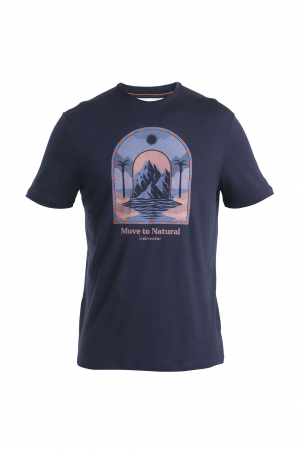 Tricouri - Tricou merino 150 barbati ICEBREAKER Mount Gateway bleumarin print montan