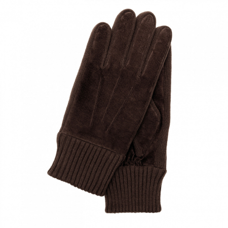 esarfe fulare manusi - Manusi piele suede/tricot barbati KESSLER STAN maro inchis