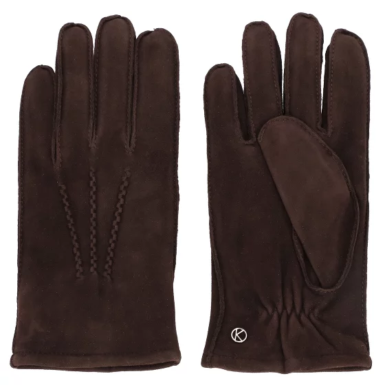 esarfe fulare manusi - Manusi clasice piele suede/fleece barbati KESSLER VIGGO maro inchis