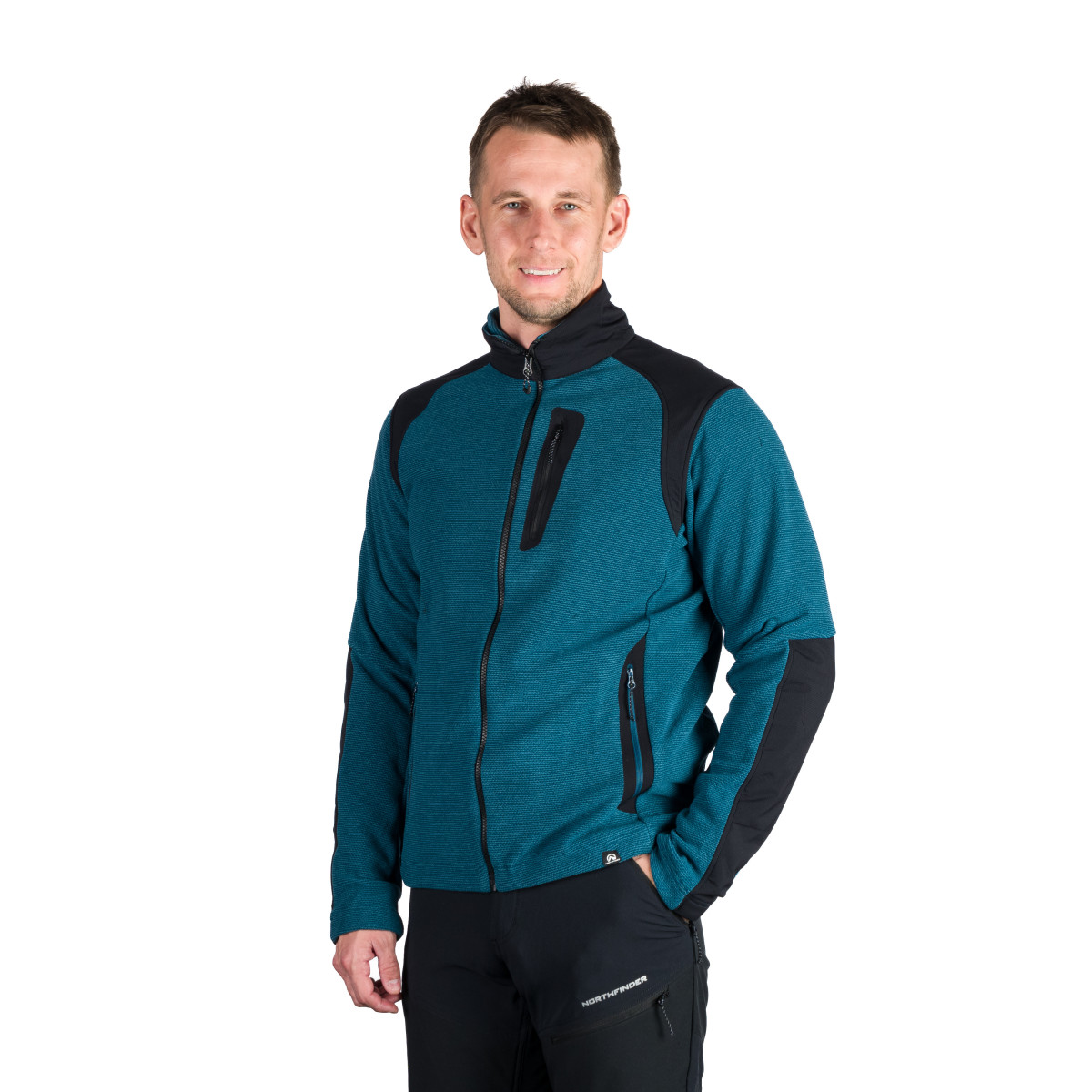 Bluza drumetie barbati fleece Polartec Micro 200 NORTHFINDER  SZYMON albastru/negru [2]
