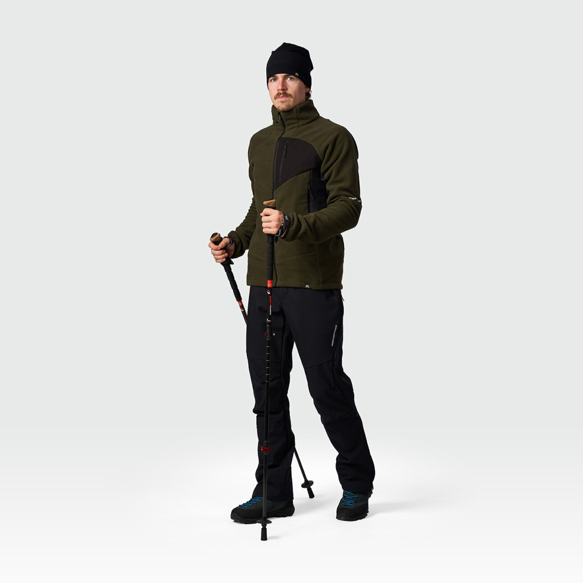 Hanorac fleece barbati NORTHFINDER SALVA negru/kaki [2]