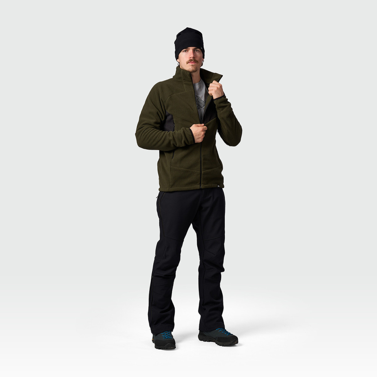 Hanorac fleece barbati NORTHFINDER SALVA negru/kaki [4]