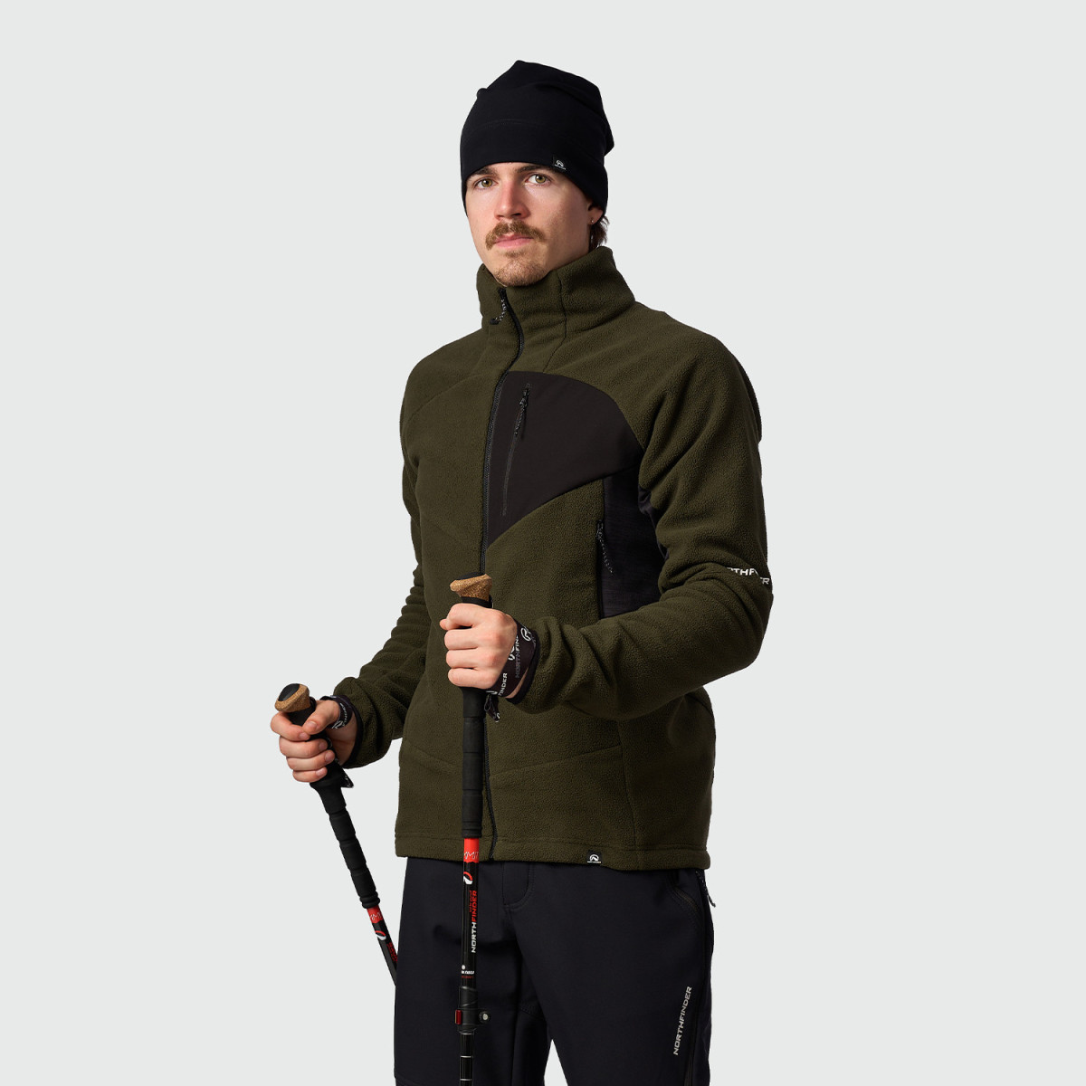 Outdoor - Hanorac fleece barbati NORTHFINDER SALVA negru/kaki