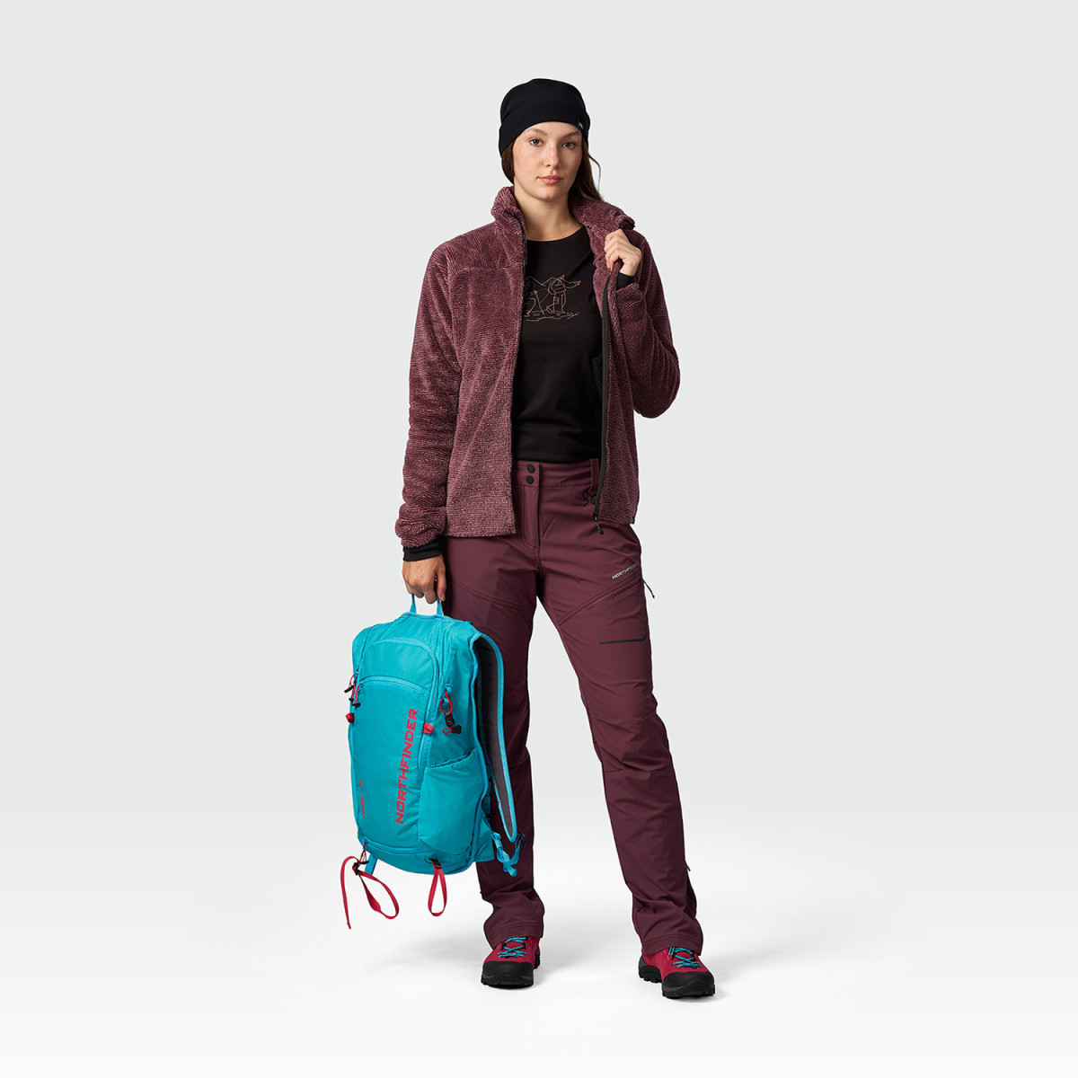 Hanorac fermoar fleece femei NORTHFINDER MARIANELA visiniu [2]