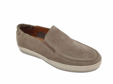 pantofi casual - Mocasini perforati piele intoarsa barbati OTTER 7CCJ60004B bej