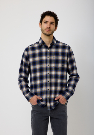 Camasa flanel bumbac barbati PADDOCK'S bej/a;bastru [2]