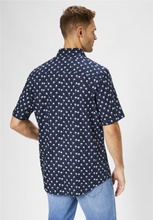 Camasa bumbac maneca scurta barbati PADDOCK'S Tulsa bleumarin print palmieri [4]
