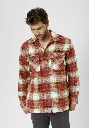Camasa overshirt bumbac groasa barbati PADDOCK'S maro carouri [2]