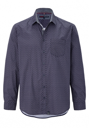 camasi casual - Camasa bumbac barbati PADDOCK'S bleumarin print rombulete alb/rosu