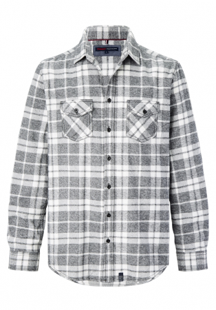 camasi maneca lunga - Camasa overshirt flanel barbati PADDOCK'S carouri alb/gri