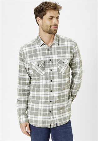 Camasa overshirt flanel barbati PADDOCK'S carouri alb/verde [1]