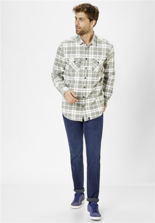 Camasa overshirt flanel barbati PADDOCK'S carouri alb/verde [6]
