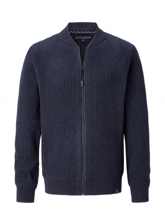 pulover cardigan - Cardigan fermoar barbati PADDOCK'S structurat bleumarin melanj