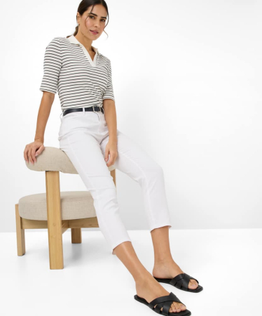 Pantaloni 6/8 subtiri bumbac/lyocell femei BRAX MARY S RegularFit alb [5]