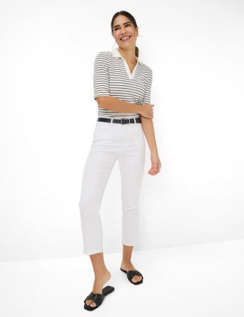 Pantaloni 6/8 subtiri bumbac/lyocell femei BRAX MARY S RegularFit alb [2]