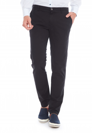 pantaloni chino - Pantaloni bumbac barbati W. WEGENER Slim Reno-5501 negru