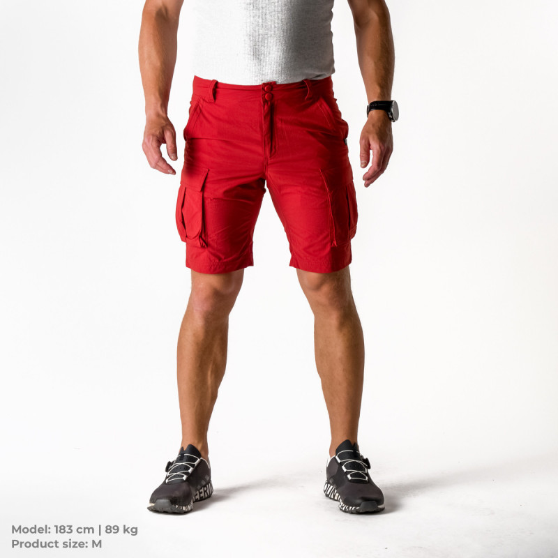 pantaloni sport si drumetie - Pantaloni scurti barbati NORTHFINDER HOUSTON rosu inchis