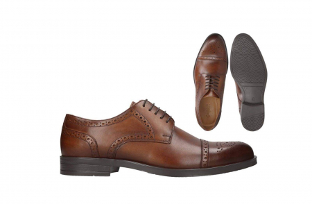 pantofi eleganti - Pantofi barbati piele derby cap brogue CONHPOL maro