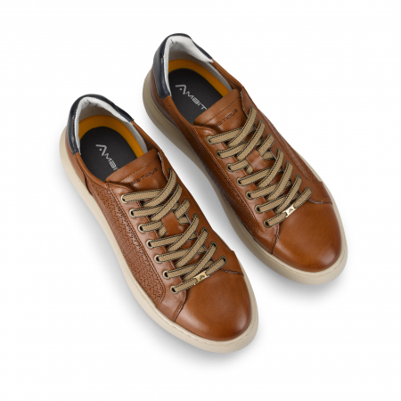 Pantofi piele perforata sneaker barbati AMBITIOUS Eclipse maro [3]