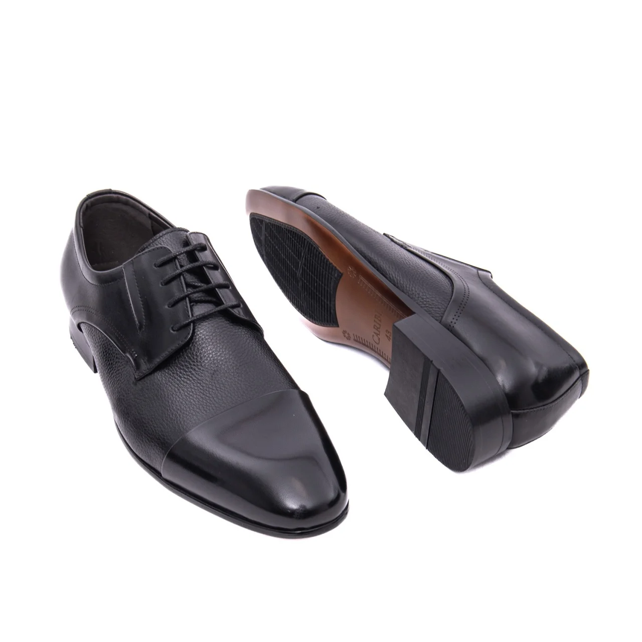 Pantofi derby bărbați piele texturata Caribu 3MKD1-16-4A cap-toe negru [3]