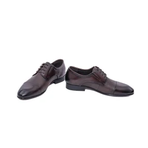 Pantofi derby bărbați piele texturata Caribu 3MKD1-16-4B cap-toe maro inchis [3]
