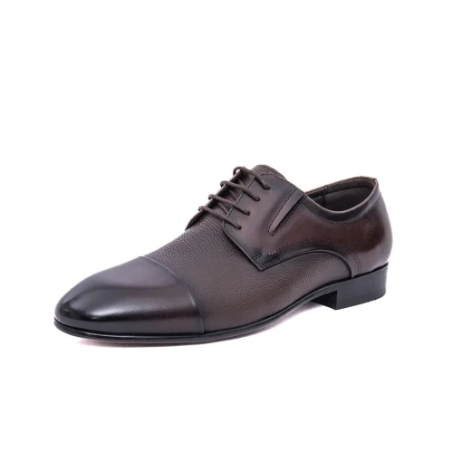 pantofi eleganti - Pantofi derby bărbați piele texturata Caribu 3MKD1-16-4B cap-toe maro inchis