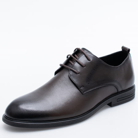 pantofi eleganti - Pantofi piele derby barbati OTTER E6E6500033B maro inchis