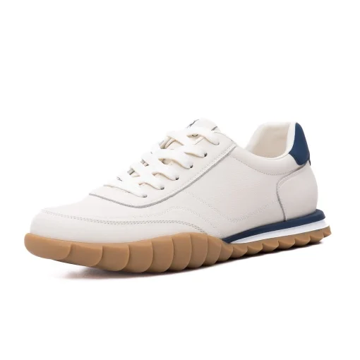 pantofi casual - Pantofi piele sneaker barbati CARIBU V2V260007B bej/bleumarin
