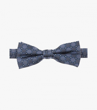 Accesorii - Papion matase VENTI albastru print cercuri