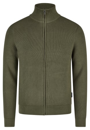 pulover cu fermoar - Pulover cardigan fermoar modal/bumbac barbati HECHTER kaki