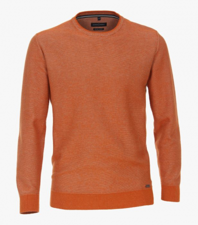 Pulovere - Pulover O Neck bumbac organic CASA MODA Green portocaliu