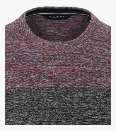 Pulover O Neck bumbac barbati CASA MODA rosu dungi [2]