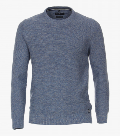 pulover cu guler rotund - Pulover O Neck bumbac/casmir barbati CASA MODA albastru melanj