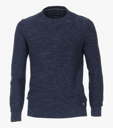 pulover cu guler rotund - Pulover O Neck bumbac/casmir barbati CASA MODA bleumarin melanj