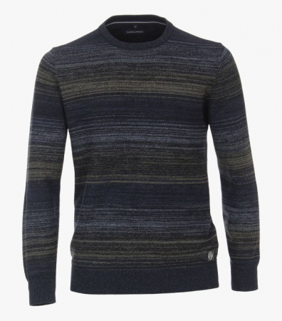 pulover cu guler rotund - Pulover O-neck barbati bumbac CASA MODA bleumarin dungi