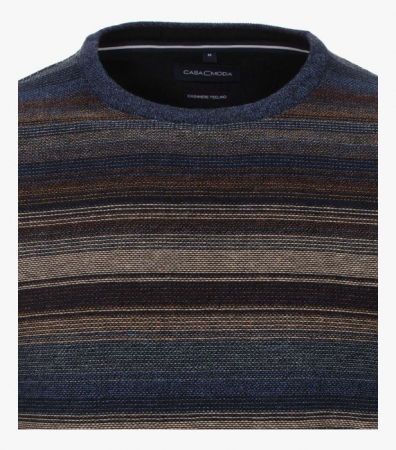 Pulover O-Neck bumbac/casmir barbati CASA MODA albastru dungi [2]