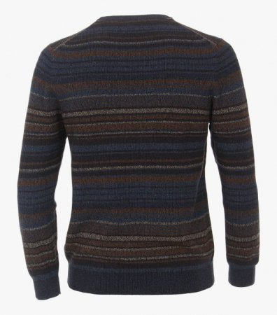 Pulover O-Neck barbati CASA MODA dungi bleumarin/maro [2]