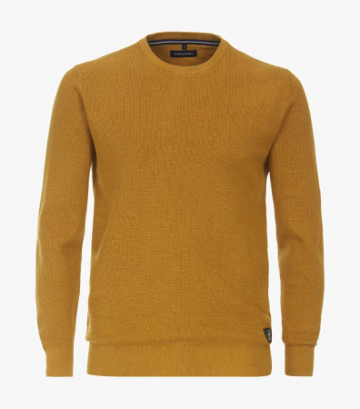 Pulovere - Pulover O Neck bumbac barbati CASA MODA mustar