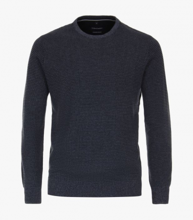 Pulovere - Pulover O Neck bumbac barbati CASA MODA structurat bleumarin