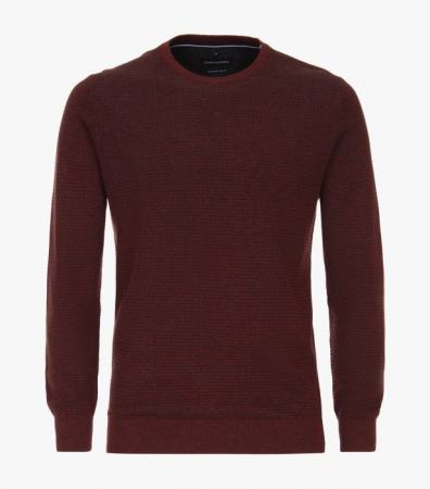 Pulovere - Pulover O Neck bumbac barbati CASA MODA structurat visiniu